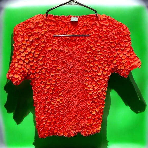 Tops - Vibrant red /  Orange Textured Women's Top MEDIUM STRETCHY